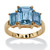 Emerald-Cut Simulated Birthstone 3-Stone Ring 18k Gold-Plated