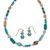 Round Genuine Turquoise Goldtone Endless Necklace and Earrings Set, 36 inches plus 3 inch extension