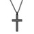 Black Stainless Steel Cross Pendant Necklace, 23 inch Chain