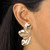 Goldtone Sculptural Floral Drop Earrings and Dome Earrings Set