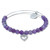 Genuine Purple Amethyst Silvertone Heart Charm Bangle, 7.5 Inches