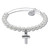 Genuine Cultured Freshwater Pearl Silvertone Cross Charm Bangle, 7.5 Inches