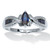 1.46 TCW Marquise Cut Genuine Blue Sapphire Platinum-Plated Sterling Silver Ring