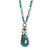 Genuine Blue Jasper Antiqued Goldtone Boho Drop Necklace, 34 inches