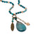 Genuine Blue Jasper Antiqued Goldtone Boho Drop Necklace, 34 inches