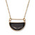 Black Glass Geometric Goldtone Pendant Necklace, 16 inches, plus 2 1/2 inch extension