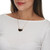 Black Glass Geometric Goldtone Pendant Necklace, 16 inches, plus 2 1/2 inch extension