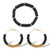 Black Disc Bead Goldtone Hoop Earrings and Stackable Stretch Bracelet Set