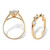 Round Cubic Zirconia 2-Piece Wide Band Solitaire and Vine Wedding Ring Set 2.88 TCW Yellow Gold-Plated