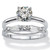 Round Cubic Zirconia Solitaire and Baguette 2-Piece Wedding Ring Set 2.06 TCW in Sterling Silver