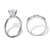 Round Cubic Zirconia Solitaire and Baguette 2-Piece Wedding Ring Set 2.06 TCW in Sterling Silver
