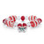 Red and White Crystal and Enamel Holiday Candy Cane Beaded Charm Stretch Bracelet in Silvertone 7" Red and White Crystal and Enamel Holiday Candy Cane Beaded Charm Stretch Bracelet in Silvertone 7"