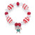 Red and White Crystal and Enamel Holiday Candy Cane Beaded Charm Stretch Bracelet in Silvertone 7" Red and White Crystal and Enamel Holiday Candy Cane Beaded Charm Stretch Bracelet in Silvertone 7"