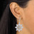 Round Crystal Holiday Snowflake Drop Earrings in Silvertone 1.5"