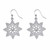 Round Crystal Holiday Snowflake Drop Earrings in Silvertone 1.5"