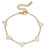 Genuine Mother of Pearl Yellow Gold Ion-Plated Stainless Steel Heart Bracelet 7" length plus 2" extension