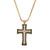 Men's White and Black Cubic Zirconia Goldtone Cross Pendant Necklace, 24"