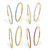 4-Pair Multi-Color Oversized Crystal Hoop Earrings (2 3/10")