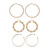 3 Pair Goldtone Rope and Twisted Hoop Earrings (2", 2 3/10" and 2 1/2")