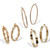 3 Pair Goldtone Rope and Twisted Hoop Earrings (2", 2 3/10" and 2 1/2")