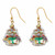 Red, White and Green Enamel Goldtone Holiday Christmas Tree "Cookie" Drop Earrings 11/3"