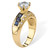 3.53 TCW Round Cubic Zirconia and Simulated Blue Sapphire Ring in 14k Gold-Plated   