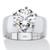 4 TCW Round White Cubic Zirconia Silvertone Solitaire Engagement Ring 