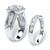 3.31 TCW Square Cubic Zironica Two-Piece Halo Bridal Ring Set in Platinum-plated 