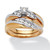 .24 TCW Round Cubic Zirconia 18k Gold-plated  Bridal Engagement Ring Wedding Band Set