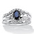 3 Piece 1.05 TCW Oval Sapphire and Diamond Accent Bridal Ring Set in Platinum-plated 