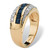 Men's 1.95 TCW Genuine Blue Sapphire and Pave-Style Cubic Zirconia Ring in 14k Gold-Plated   