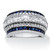 Emerald-Cut Cubic Zirconia and Simulated Blue Sapphire Ring 6.48 TCW in Platinum-Plated   