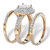 2.37 TCW Princess-Cut Cubic Zirconia 14k Gold-Plated 3-Piece Double Halo Bridal Ring Set 