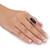 Genuine Black Onyx Oval Cabochon Ring in Silvertone 
