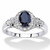 Oval-Cut Genuine Blue Sapphire and White Topaz Halo Cocktail Ring 1.12 TCW in Platinum-plated