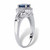 Oval-Cut Genuine Blue Sapphire and White Topaz Halo Cocktail Ring 1.12 TCW in Platinum-plated