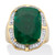 Cushion-Cut Genuine Green Emerald and White Topaz Two-Tone Cocktail Ring 11.24 TCW Gold-Plated 