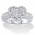 1/7 TCW Diamond Heart-Shaped Platinum-Plated Floating Halo Ring