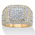 Men's Round Cut Diamond Grid Ring 1/10 TCW  Two-Tone Gold-Plated 