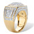 Men's Round Cut Diamond Grid Ring 1/10 TCW  Two-Tone Gold-Plated 