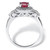 1.18 TCW Oval-Cut Genuine Ruby and Topaz Halo Cocktail Ring in Platinum-plated
