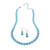 Beaded Simulated Birthstone Necklace and Earrings Set in Silvertone