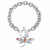Multi-Color Crystal Dragonfly Charm Rolo-Link Toggle Bracelet in Silvertone 8" 