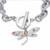 Multi-Color Crystal Dragonfly Charm Rolo-Link Toggle Bracelet in Silvertone 8" 
