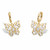 Marquise-Cut and Baguette-Cut Crystal Butterfly Huggie-Hoop Charm Earrings in Goldtone 1"