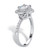 Heart Shaped Cubic Zirconia Halo Engagement Ring 1.48 TCW in Platinum-plated Sterling Silver