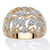 Round Diamond Accent Two-Tone Openwork Dome Leaf Ring 18k Gold-Plated