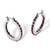 Round Simulated Birthstone Inside-Out Hoop Earrings in Silvertone 1.25"