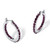 Round Simulated Birthstone Inside-Out Hoop Earrings in Silvertone 1.25"