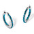 Round Simulated Birthstone Inside-Out Hoop Earrings in Silvertone 1.25"